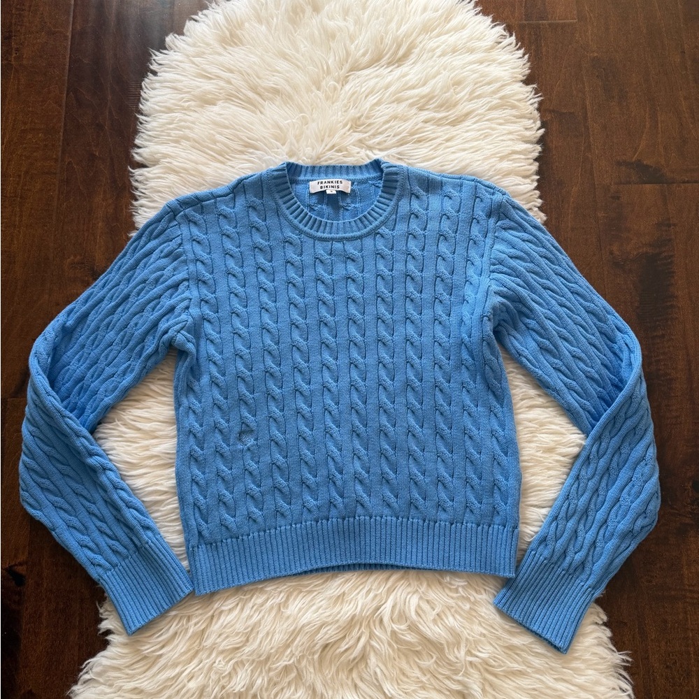 Frankies Bikinis Cable Knit Sweater Blue Moon